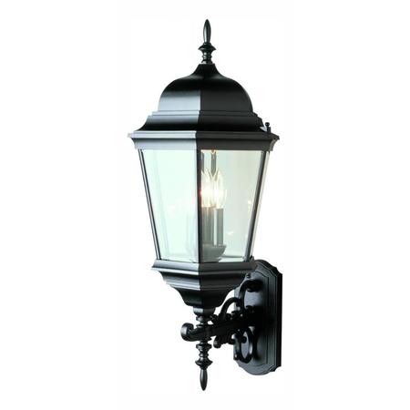 TRANS GLOBE Three Light Black Gold Clear Beveled Glass Wall Lantern 51000 BG